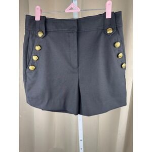 White House Black Market Black High Waisted Sailor Shorts Gold Button Detail 6